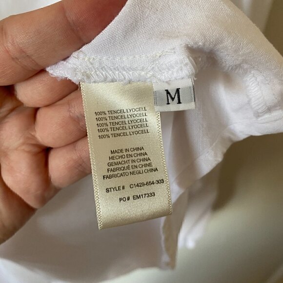 Cloth & Stone White Bell Sleeve Ladder Lace Inset Boho V-Neck Blouse Size M - Picture 8 of 10